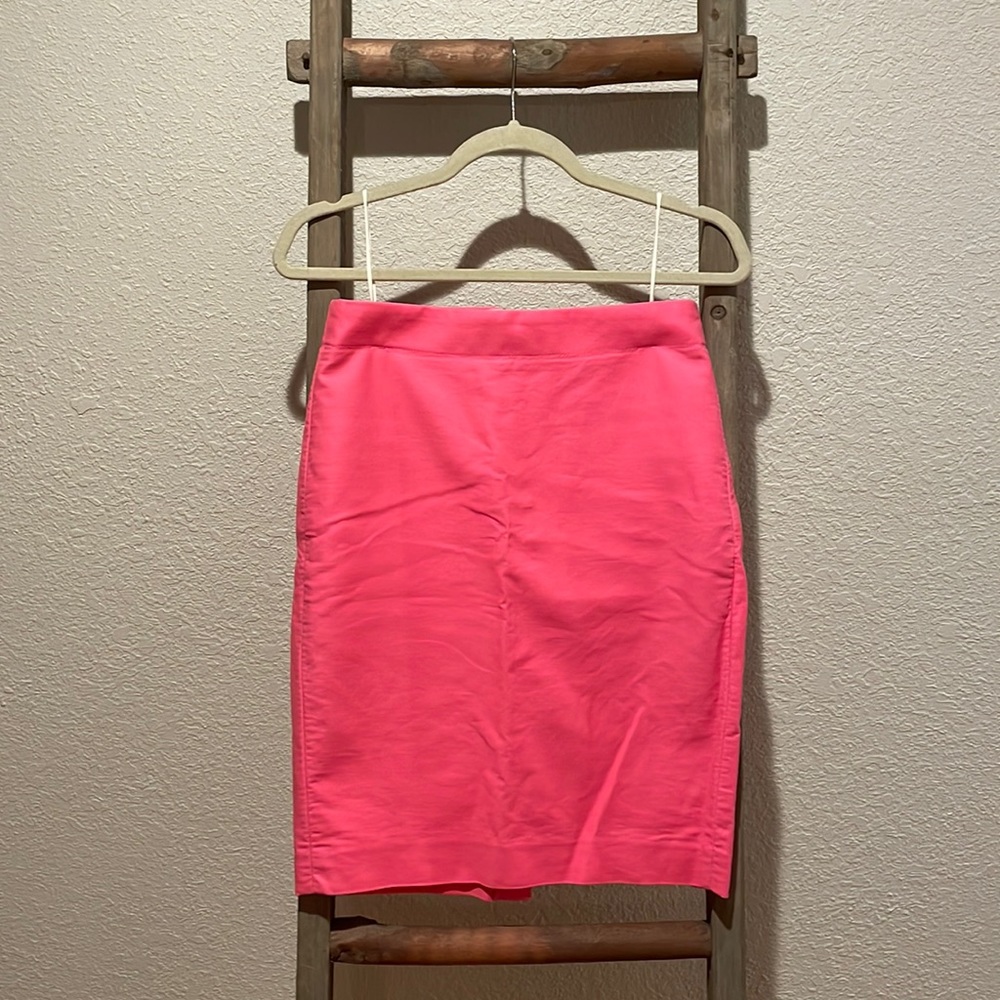 Hot pink pencil skirt.